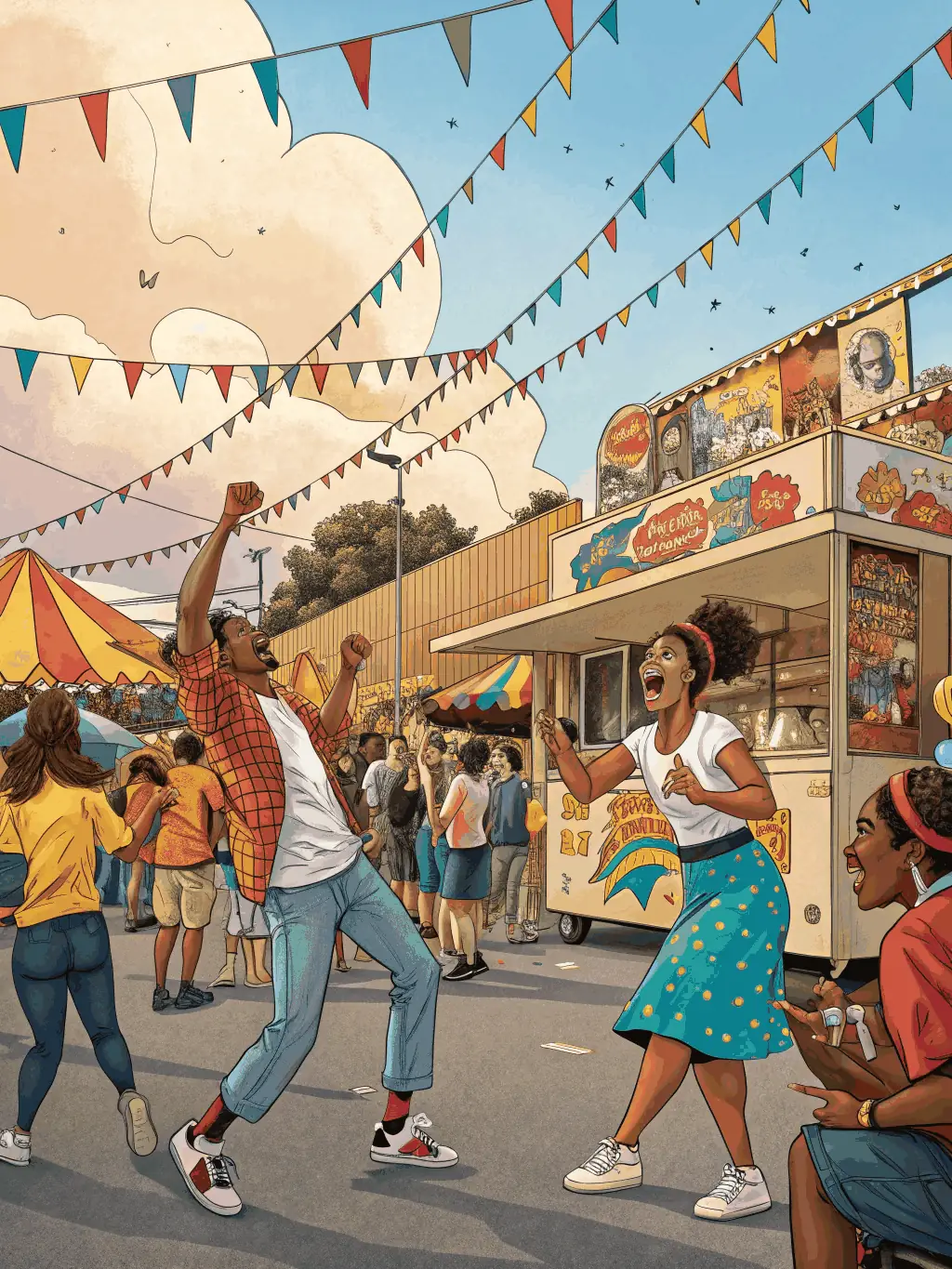 A lively photograph of a community event organized by ARSIS, featuring music, dance, and local crafts, highlighting the organization's role in fostering community spirit and cultural exchange.